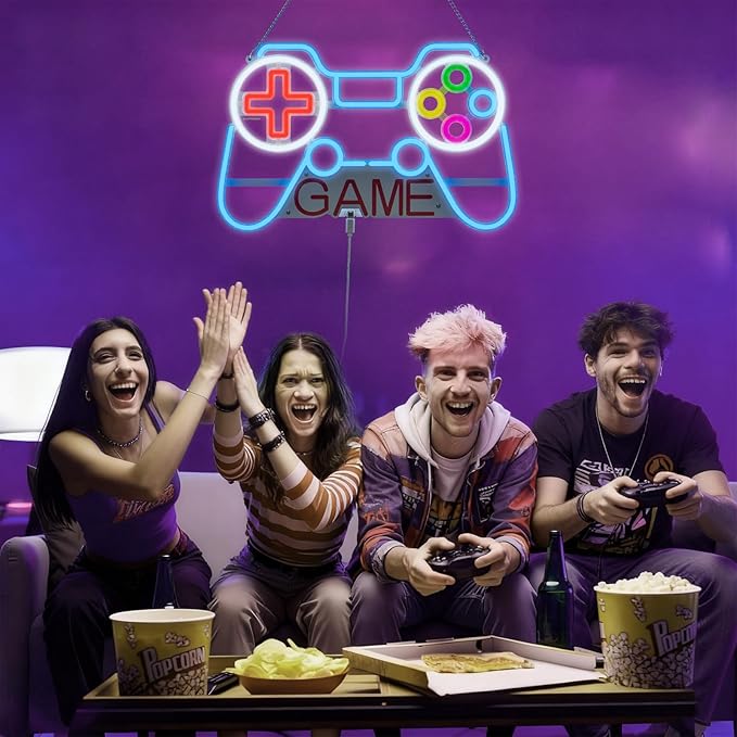 Gamer Neon Sign, USB Powered, 14.2"×9" Dimmable Metal LED Neon Lights, Wall Decor for Bedroom, Party Pub, Kids' Room, Home Decoration, Man Cave, Gaming Room