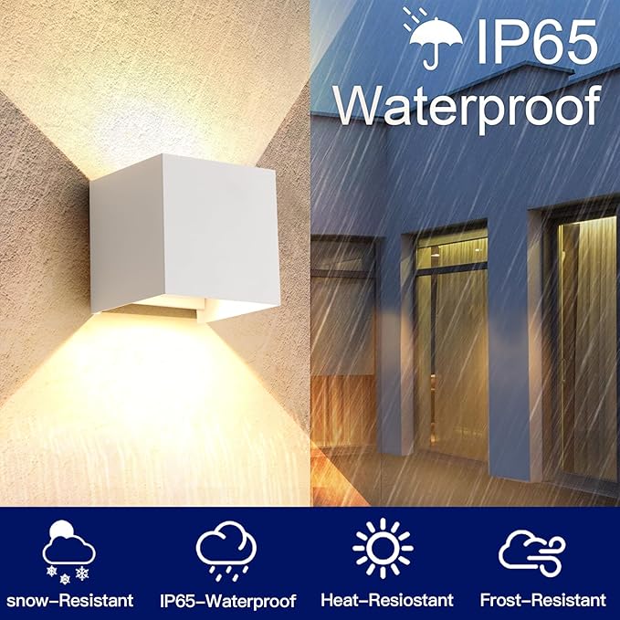 15W Led White Outdoor Wall Sconces Light Fixtures Modern Exterior/Interior Waterproof Porch Wall Mounted Lighting Outside Wall Lamps for Garden Shop Yard Patio Home Entryway Park Staircase