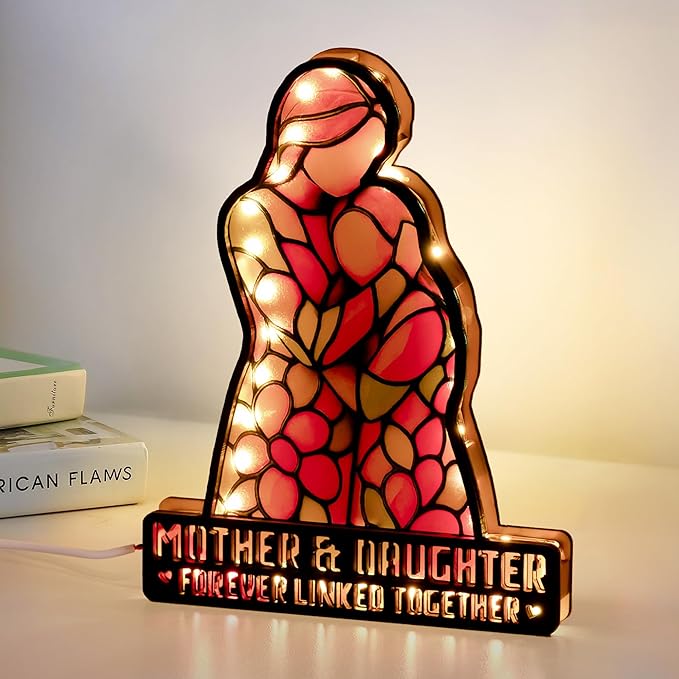 Gift for Daughter Gifts from Mom, Daughter Birthday Gifts, Christmas Mother Daughter Gift, Mother's Day Graduation Decorative Led Light Night, Mom Gifts, Mother & Daughter Forever Linked Together