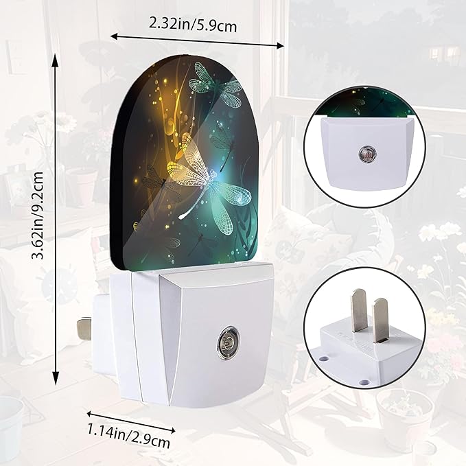 Dragonfly Night Light,Night Lights Plug into Wall with Dusk to Dawn Sensor,Lamp for Bedroom Bathroom Hallway Nightlight for Women Girls