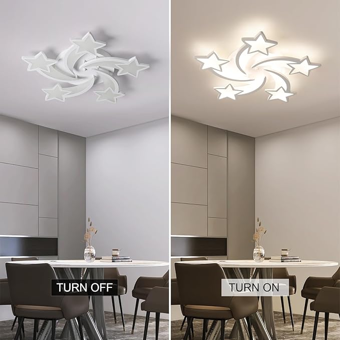 JAYMP Flower Shaped Ceiling Light Dimmable Modern Ceiling Lamp Remote Control LED Lighting Fixture for Bedroom Living Room Dining Room (White/5 Stars)