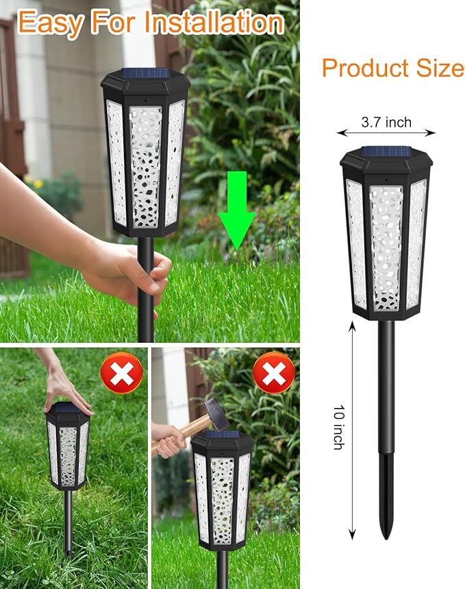 Colored Solar Powered Pathway Landscape Lights Outdoor Warm White & RGB Dusk to Dawn Waterproof for Garden Sideway Outside, Patio, Path, Yard, Walkway, Driveway, 2 Modes 4 Pack Accent Modern Design