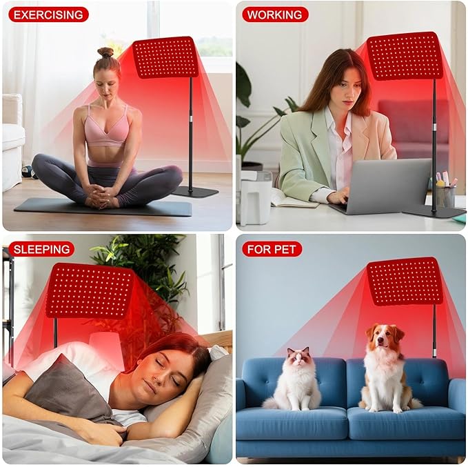 Red Light Therapy for Face and Body, 660nm Red Light Therapy and 850nm Infrared Light Therapy Lamp with Adjustable Stand