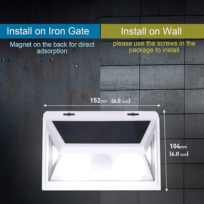 Upgrade 3-Pack Solar Motion Sensor Lights With Magnet, Ultra Bright Outdoor, 270 Wide Angle Waterproof Safety, for Courtyards, Garages, Decks (3 Black)