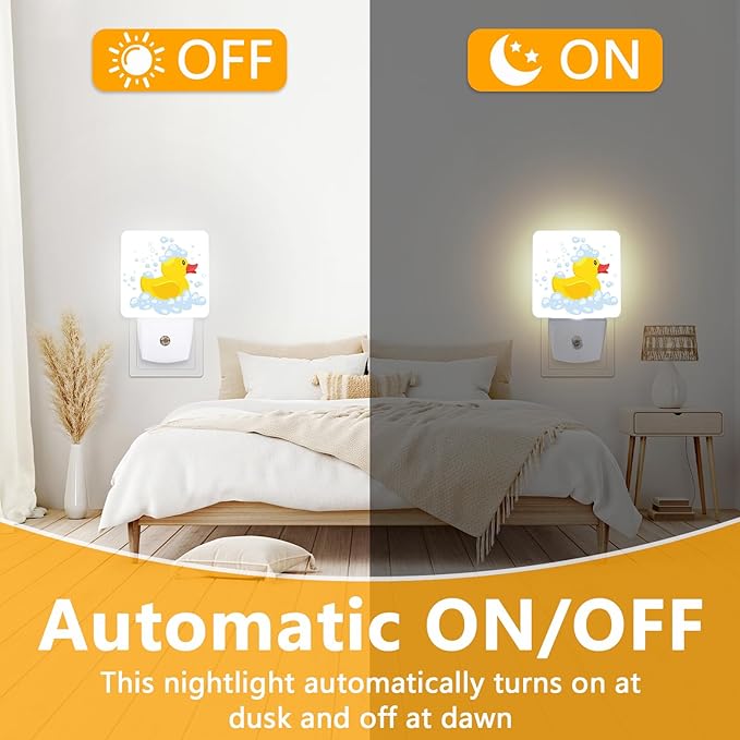 Night Light, Plug-into Cartoon Duck Nightlight White LED Lamp, Energy Efficient Decor Desk Lamp for Bedroom Hallway Stairs Bathroom