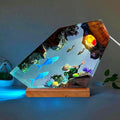 Great White Shark Ocean Resin Lamp, Handmade Resin Night Light for Home Office Decor, Multi-Color LED Light with USB Port, Shark Gifts for Birthday Holiday, Valentine's Day Gifts for Him Kids (8"x5")
