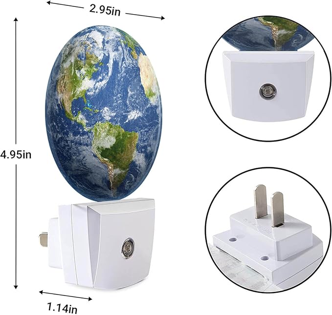 EKOBLA Earth Night Lamp Planet World Geography Globe Continents Oceans Night Light Plug in Auto Sensor Dusk to Dawn Nightlight for Bedroom, Bathroom, Hallway, Living Room, Kitchen
