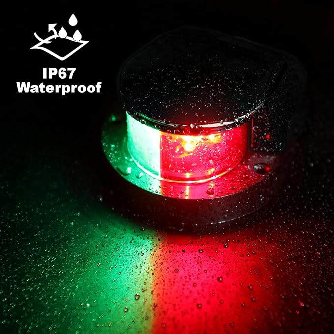 Obcursco Boat Navigation Lights, Red and Green Marine LED Bow Lights, IP67 Waterproof, Rust-Resistant, Ideal for Pontoon, Skiff, Small Boats, and Yacht(Black)