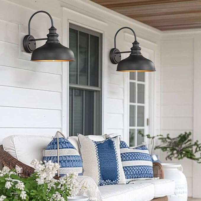 Bestshared Outdoor Barn Lights, 11.4 Inch Dome Outdoor Wall Sconce, E26 Socket Weather Resistant Farmhouse Porch Wall lamp, Anti-Rust Exterior Lighting Fixture for House, Porch,Doorway, Patio, Garage