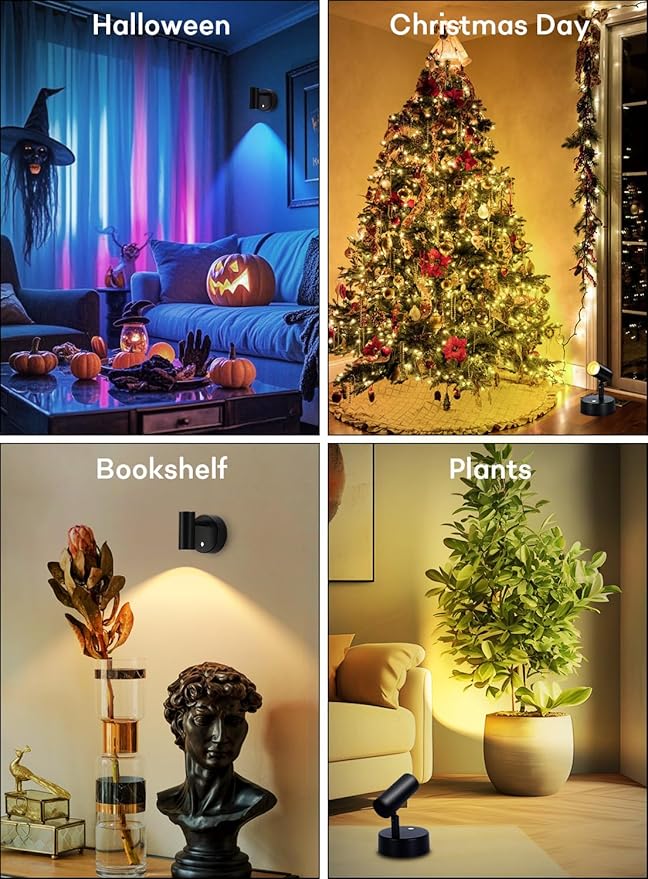 Lightess RGBW Spot Lights Indoor 5500mAh Rechargeable Uplighting with Remote, 13 Color Changing LED Wireless Spotlight Indoor, Dimmable Battery Operated Spotlight for Plant Picture Party Decor, 2 Pack