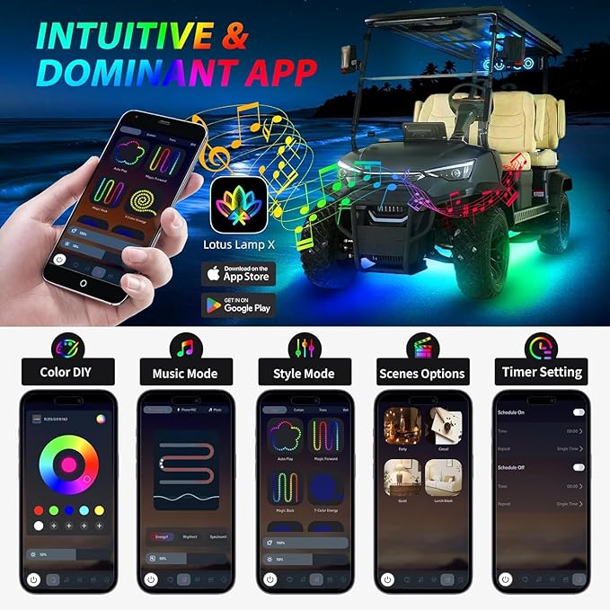 Smart WS2812B RGB+IC Addressable Led Strip Light, 16.4FT 5V USB Powered Around Snowboard Lights, IP65 Waterproof Dream Color Chasing Boat Lights for Golf Cart, RV, Home, APP/Remote Control, Cuttable