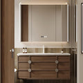Bathroom Vanity - Wall Mounted Cabinet with 4 Drawers & Integral Ceramic Wash Basin | Smart Mirror Including LED Light Defogging (Style A, 38in)