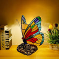 Tiffany Table Lamp Bedside Lamp Colorful Butterfly 5.9" Wide 9" Tall Stained Glass Table Lamp Nightstand Desk Light for Bedroom, Living Room, Office