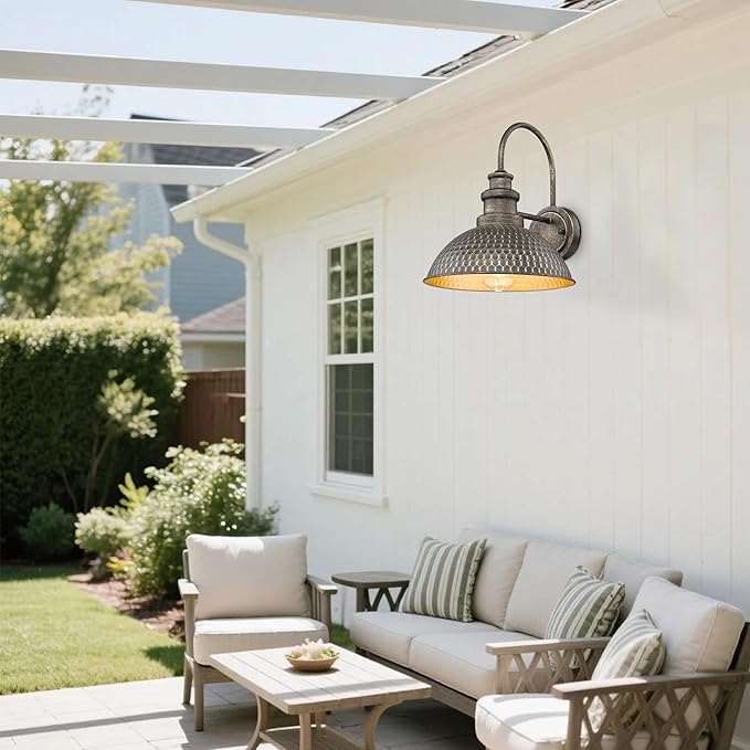 Casia Farmhouse Barn Lights, Rustic Outside Wall Sconce, Exterior Outdoor Mounted Lighting Fixture, Vintage Wall Light, Porch Lamp for Front Door,Porch,Patio,Garge (Vintage Pewter, 6 Pack)
