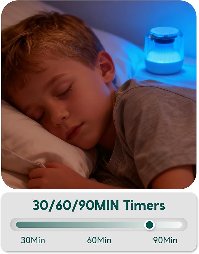 Babelio Pocket Glow White Noise Sound Machine - Upgraded 7 Color Night Lights, 20 Non-Looping Sounds, Timer & Memory Function, Portable for Adults & Babies, New Black