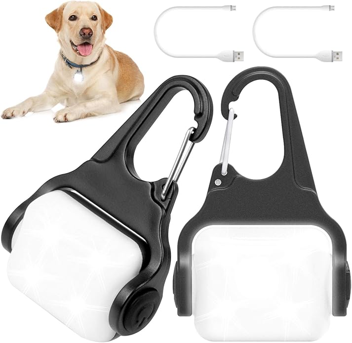 Dog Lights for Night Walking, Clip on Dog Collar Light - 3 Modes, USB-C Rechargeable, IP65 Waterproof, LED Safety Light for Running, Camping, Climbing, Bike