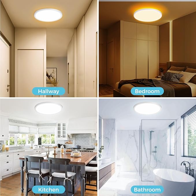 libtit 12 Inch White LED Ceiling Light with Night Light 1800K, 3000K/4000K/6500K Dimmable Flush Mount Ceiling Lamp with Remote Control, Low Profile Ceiling Lighting for Bedroom Bathroom Kitchen