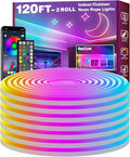 120Ft Led Rope Lights, Flexible Neon Lights Control with App/Remote, Multiple Modes, IP65 Outdoor RGB Waterproof, Music Sync Gaming Light Strip for Bedroom Decor