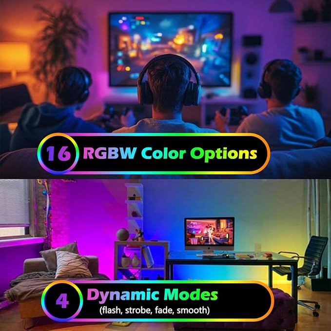 Spot Light with Remote Control Indoor, RGBW Color Changing Wall Light, Mini Spot Lights for Plant, Painting, Artwork, Accent Lighting 2 Pack (Black)