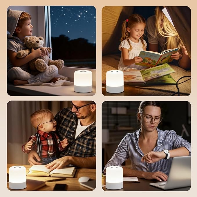 Portable Baby Night Light, 2400mAh, 3 Color Egg Light for Nursery, Rechargeable Small LED Lamp, Dimmable Touch Night Light,for Toddler,Kids,Adults