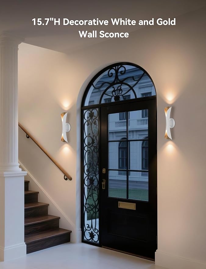 Tubicen Wall Sconce Dimmable Movie Theater Wall Sconces Indoor Curve Up and Down Lights Modern Art Sconces Wall Lighting for Living Room Bedroom Stairway Hallway E12 Base Hardwired 15.7" H