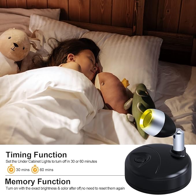 LED Battery Operated Spotlight RGBW Small Spot Lights Indoor with Remote Mini Wireless Accent Lights Stick Up Lighting Angle Adjustable w/Timer & Dimmer for Display Art Decor