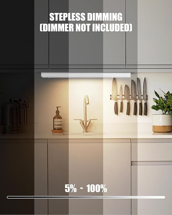 Hardwired Under Cabinet Lighting, 12 inch 3CCT with Triac Dimmable, 8W Linkable Under Counter Lights for Kitchen, CRI 97, 96 LED 700 Lumen Under Cabinet Lights with 2 Cord, Brown