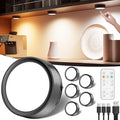 Rechargeable Puck Lights with Remote Control, 2400mAh Battery Powered LED Push Lights Stick On for Closet Magnetic Tap Light USB Display Shelf Lighting Kitchen Under Cabinet Press Button Light