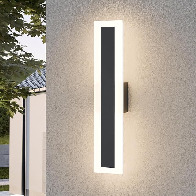 LamQee 15.8 Inch Long Outdoor Wall Lights Modern Exterior Lighting Fixtures for House, Waterproof 3000K 11W 550LM LED Linear Outdoor Wall Sconces Lighting for Porch Patio Garage Door Yard Indoor