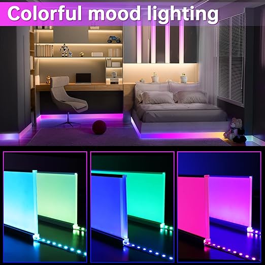 Muzata 4FT/1.2M Spotless Aluminum LED Baseboard Lighting Frosted LED Strip Light Diffuser Neon Skirting Board Indoor Mood Lighting Baseboard LC31 1.2M