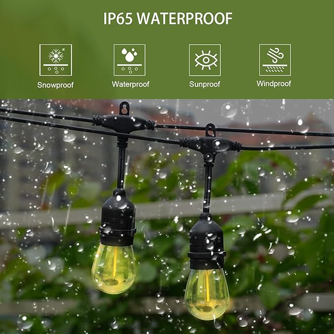 Solar String Lights Remote Control, 100FT Dimmable Outdoor String Lights, 32 Shatterproof Solar Patio Lights, Ambience On Your Garden Backyard