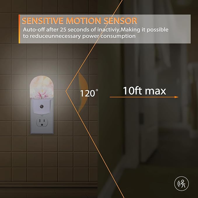 Water Lily Flower Night Light,Night Lights Plug into Wall with Dusk to Dawn Sensor,Lamp for Bedroom Bathroom Hallway Nightlight for Women Girls