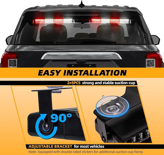 Red/White 2 in 1 Firefighter Emergency Dash Strobe Light Bar, Front/Rear 48LEDs Interior Windshield Visor Safety Flashing Warning Hazard Lights for Volunteer Fire Ambulance Trucks Vehicles