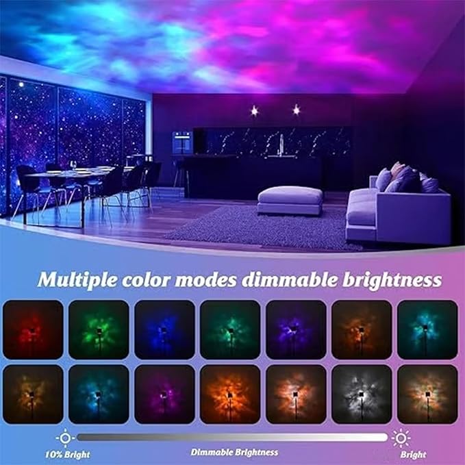 Magical Northern Lights Cube, Aurora Night Light Projector, Northern Lights Lamp with 16 Colors and Aurora Drift Effects for Your Room, Party Bed Room Decoration (Wood Base, Rechargeable)