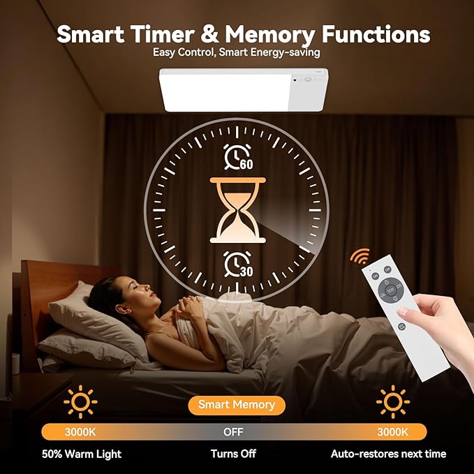 12000mAh Battery Operated Ceiling Light with Remote, Cordless Overhead Lighting, Adjustable Temperatures & Brightness No Wiring, Motion Sensor Light for Closet Pantry, Hallway, Shed, Shower