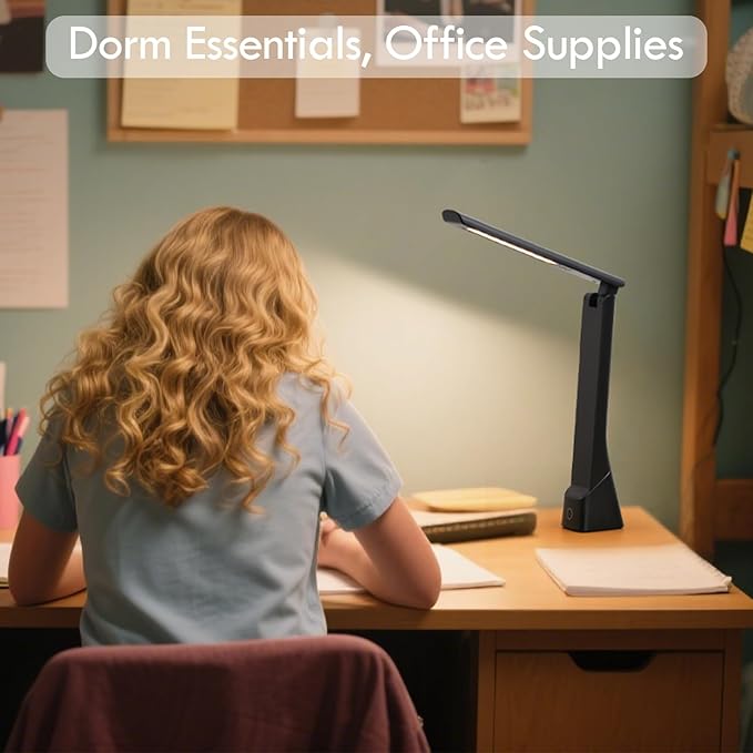 WILIT Rechargeable LED Desk Lamp for Office Home, Cordless Reading Lamp Table Lamp with 3 Colors Dimmble Stepless, Eye-Caring Desk Light Touch Control for Bedroom Bedside Study, with Adapter