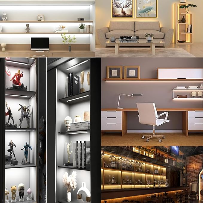 Under Cabinet Lighting, (8) Linkable 12-Inch Flexible LED Light Strips Kit, 20W 2000lm Daylight White, Durable LED Lights for Bookcases, Cabinets, Pantries, Showcase, Closet (Warm White)