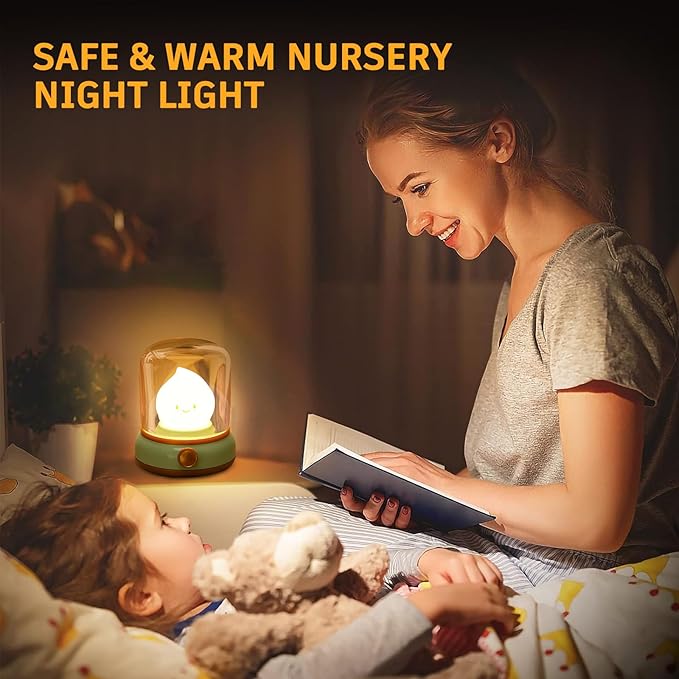 VoMii Ghost Campfire Desk Lamp Cute, Small Bedside Table Lamp Dimmable, 2 Modes Warm Night Light with Timer, Cordless Rechargeable Battery Night Light for Kids Teens, Vintage Ambient Light