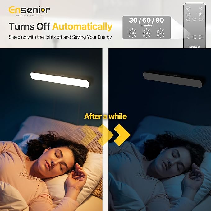 Ensenior 5W Rechargeable Light Bar with Remote, Magnetic Led Lights with Battery Display, 2500mAh Dimmable and Adjustable Angle Makeup Light with 3CCT for Cabinet, Closet, Bathroom and Desk