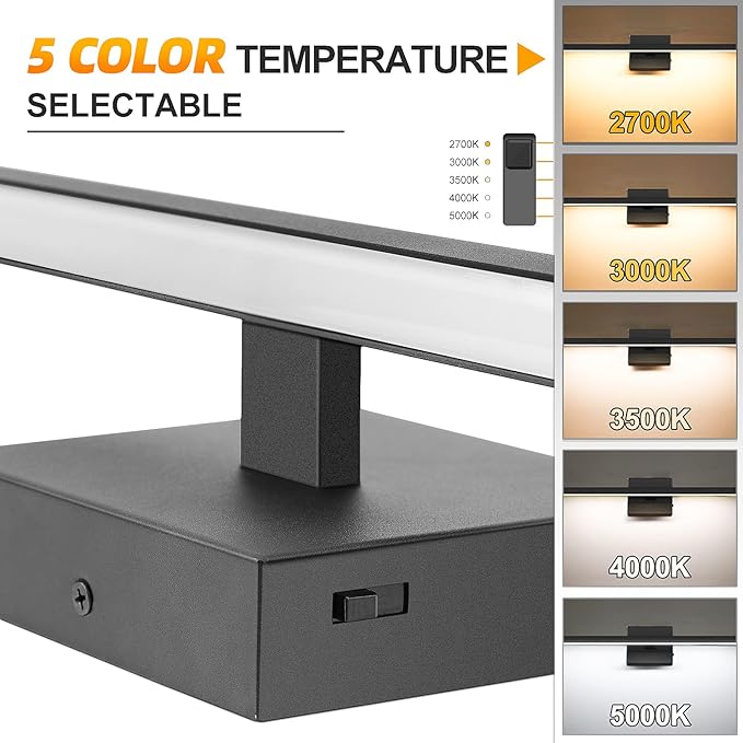 NIORSUN 48 inch Black Bathroom Vanity Light,30W 5CCT Dimmable LED Bathroom Lighting Fixtures Over Mirror, Modern Vanity Lights for Restroom Mirror- ETL Certified