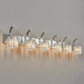 6-Light Crystal Vanity Light, Chrome Modern Wall Sconce with K9 Crystal Shades, 51.18" Long Over Mirror Lighting for Bathroom, Makeup, Hallway, Elegant & Easy Install