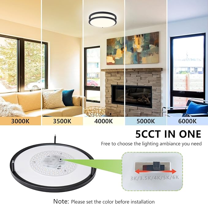 12 Inch Flush Mount Ceiling Light - 8 Pack 36W 3000K/3500K/4000K/5000K/6000K Dimmable Led Ceiling Light Fixture for Kitchen Hallway Bedroom Bathroom