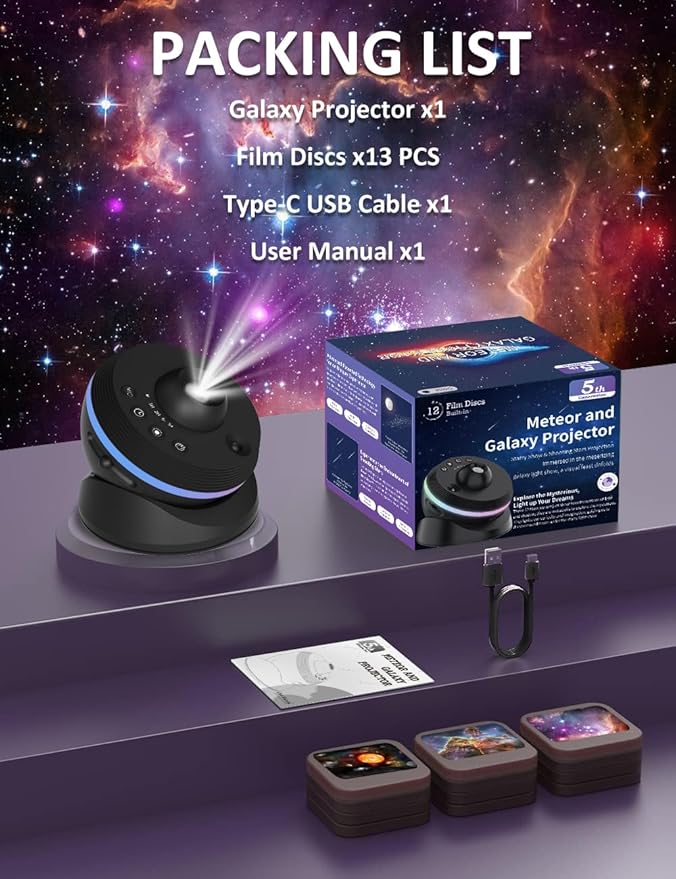 Star Light Projector Starry Night Light, Planetarium Galaxy Projector with Dynamic Meteors,360° Rotation Nebula,4K HD&Large Scale Projection for Bedroom Decor (SKE-TKQ01)