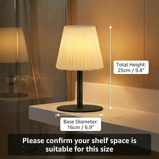UUFFOO Shower Lamp | Dual Speaker Pairing, IP44 Waterproof Outdoor Table Lamp with RGB, Rechargeable Battery Operated Cordless Night Light for Inside Shower Bathroom Patio Garden Balcony Party Bedroom