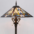 Tiffany Floor Lamp Blue Cloudy Mission Style Stained Glass Standing Reading Light 16X16X64 Inch