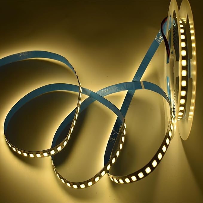 LED Light Strip, 16.4ft 600 Units SMD 5054 LEDs(5050 Upgraded), 16000LM Flexible 12V DC Waterproof IP65 Light Strips, LED Ribbon, DIY Christmas Home Kitchen Indoor Party Decoration (Warm White 3500K)