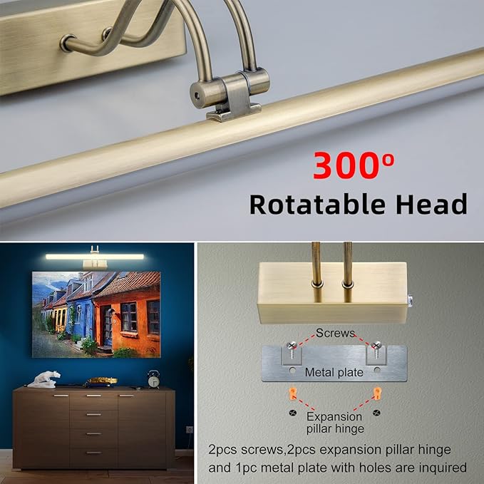 Picture Light,Picture Lights for Wall Cordless,13" Picture Lights with Timer and Dimmable,Battery Wall Lights for Display Gallery Painting Art Frame Portrait-AB