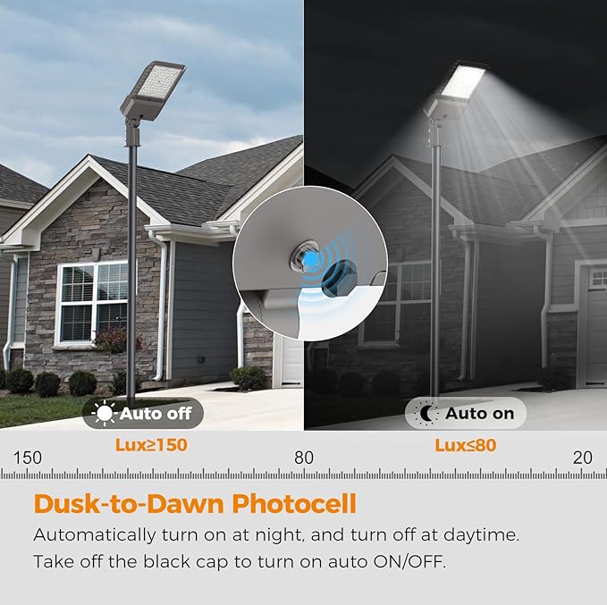 AIKVSXER 340W LED Parking Lot Light 85000LM 6000K Daylight Dusk to Dawn Photocell Commercial Outdoor Lighting, IP65 Waterproof 11 Years Lifespan for Parking Street Yard Garage Warehouse 6 Pack