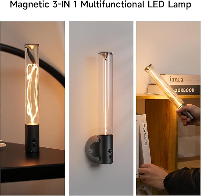AUGE LIGHT 3-in 1 Battery Powered Wall Light Magnetic LED Wall Lamp Cordless Wall Lights Motion Sensor Wall Sconces for Indoor Staircase Corridor Beside Hallway Cabninet(Gray)