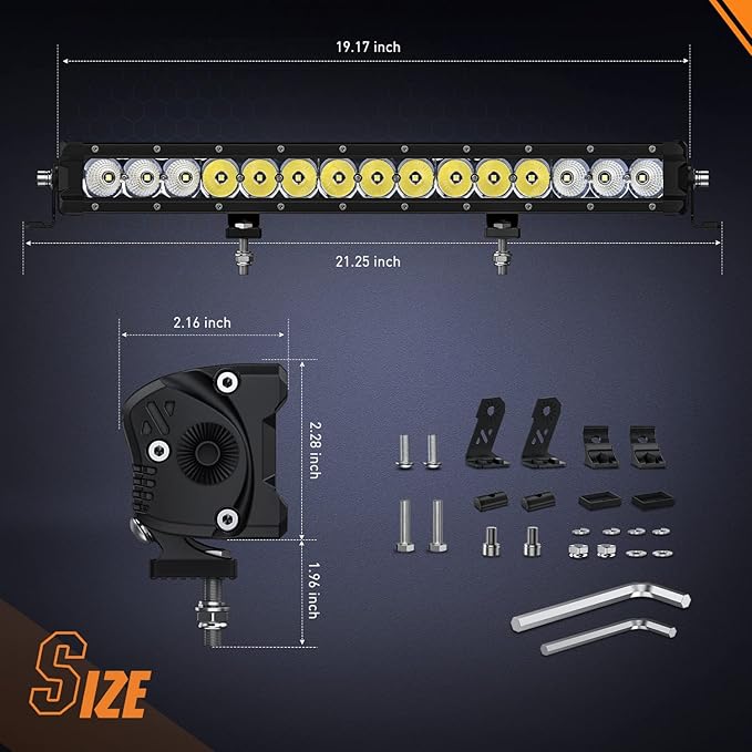 Nilight LED Light Bar 20 Inch 75W Flood Spot Combo Beam 9000LM IP68 Offroad Single Row Slim LED Driving Lighting for Pickup Truck SUV ATV UTV Boat Jeep